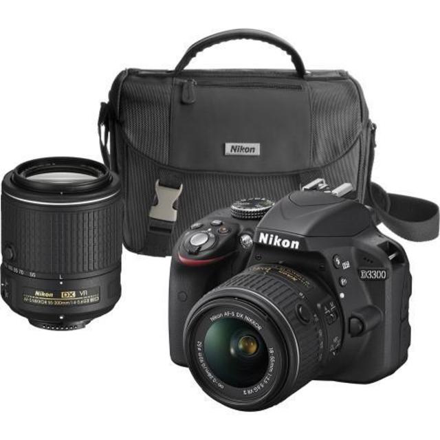 Nikon - D3300 DSLR Camera with 18-55mm and 55-200mm VR II Lenses - Black