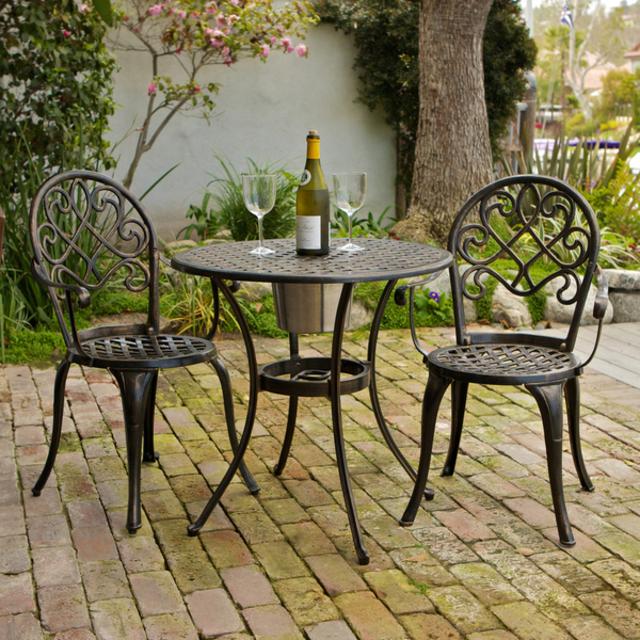 Christopher Knight Home Angeles Cast Aluminum Outdoor Bistro Furniture Set with Ice Bucket