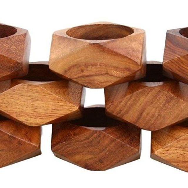 Wood Napkin Rings Set of 12