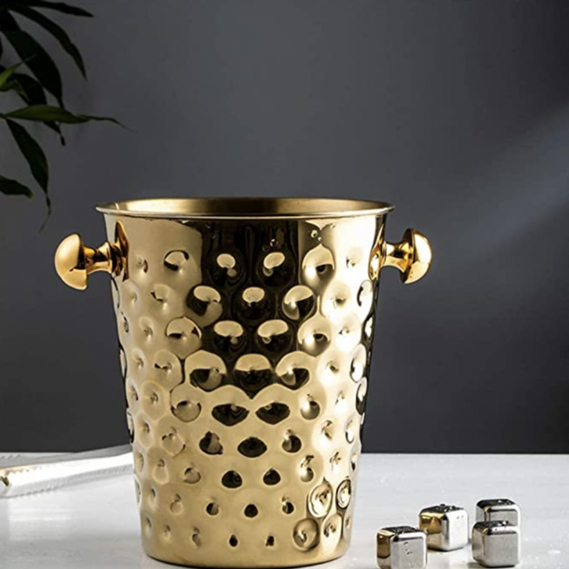 LLDKA Stainless Steel Champagne Bucket Ice Bucket Champagne Cooler Wine Cooler 5L,Gold