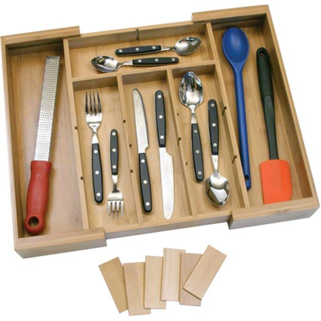Lipper Bamboo Adjustable Expandable Drawer Organizer with Six Dividers