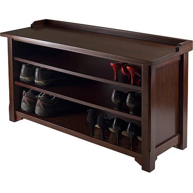 Dayton Entryway Bench with Shoe Storage, Walnut