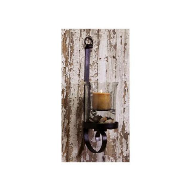 27.25" Rustic Brown Antiqued Pillar Candle Holder Wall Sconce