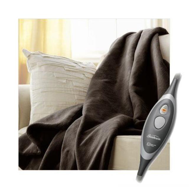 Sunbeam Microplush Electric Heated Throw Blanket Walnut Brown 8030-030-470