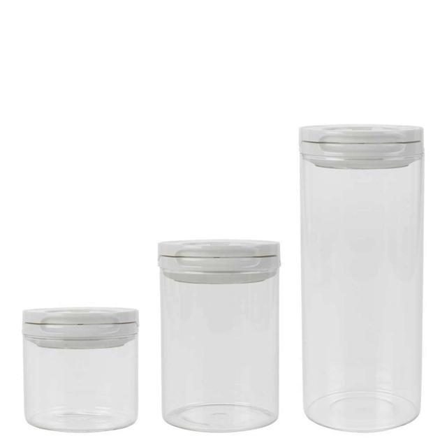 3 Pc FlipLock Glass Canister Set