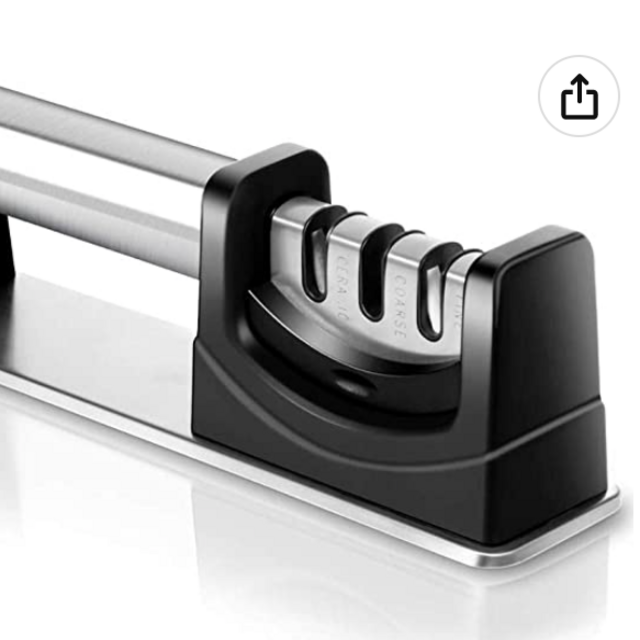 Professional Knife Sharpener - Kitchen 3 Stage Knife Sharpener, Diamond, Tungsten Steel and Ceramic Rod, Safe and Easy to Use