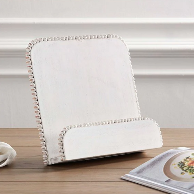 Mud PieClassic White Beaded Cookbook Holder