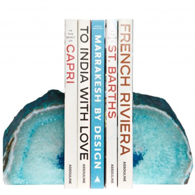 Teal Agate Bookends