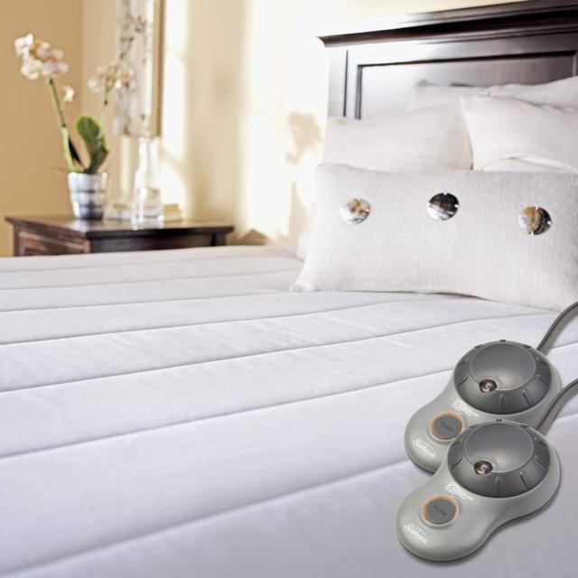 Sunbeam Quilted Polyester Heated Mattress Pad with EasySet Pro Controller, Queen