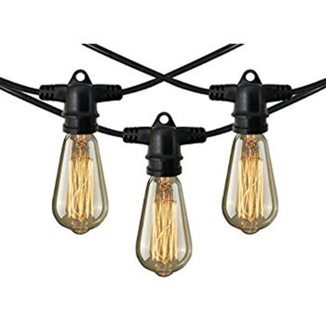 Decorative Patio Style Outdoor or Indoor Lighting - 48 Foot Weatherproof Commercial Grade Edison Bulbs