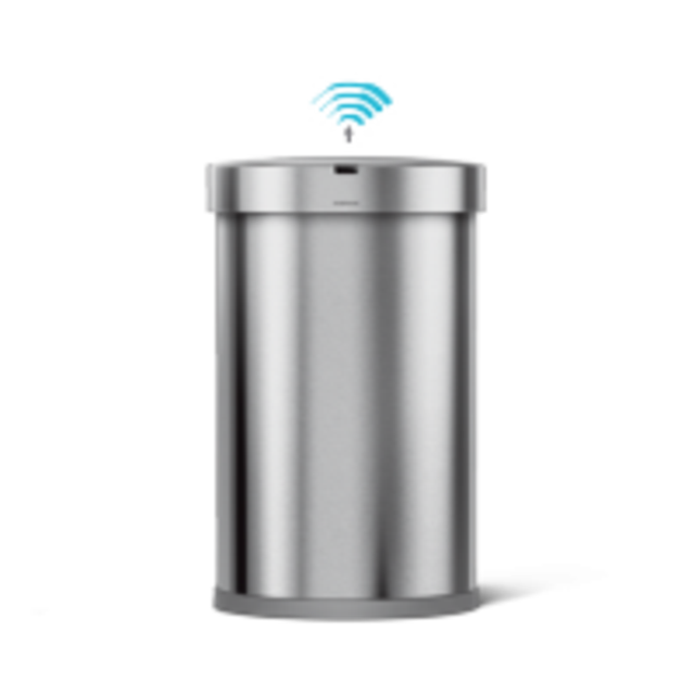 45 litre semi-round sensor can with liner pocket stainless steel