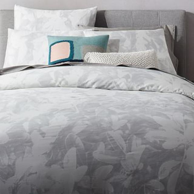 West Elm 400-Thread-Count Organic Sateen Floral Etching Duvet Cover + Shams