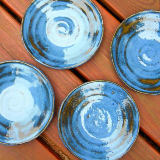 Cobalt Blue Stoneware Salad Plates