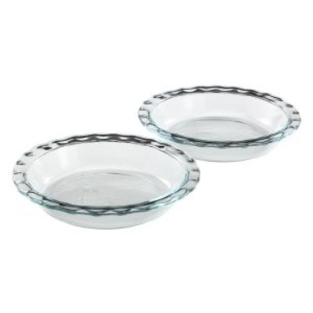 Pyrex Easy Grab 9.5" Glass Pie Plate, 2 Pack