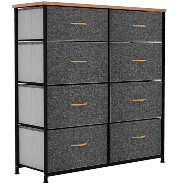 YITAHOME Storage Tower Unit with 8 Drawers - Fabric Dresser with Large Capacity, Organizer Unit for Bedroom, Living Room & Closets - Sturdy Steel Frame, Wooden Top & Easy Pull Fabric Bins (Dark Grey)