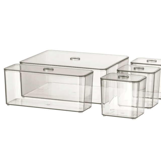 GODMORGON Box with lid, set of 5, smoked, 9 ½x7 ¾x4 "
