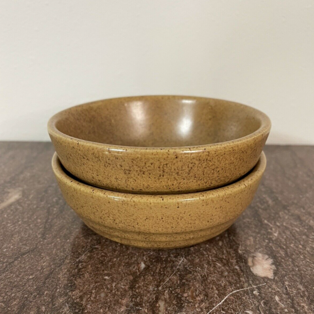 Lot Of 4 Monmouth Western Stoneware Mojave Speckled Brown Cereal Soup Bowls.