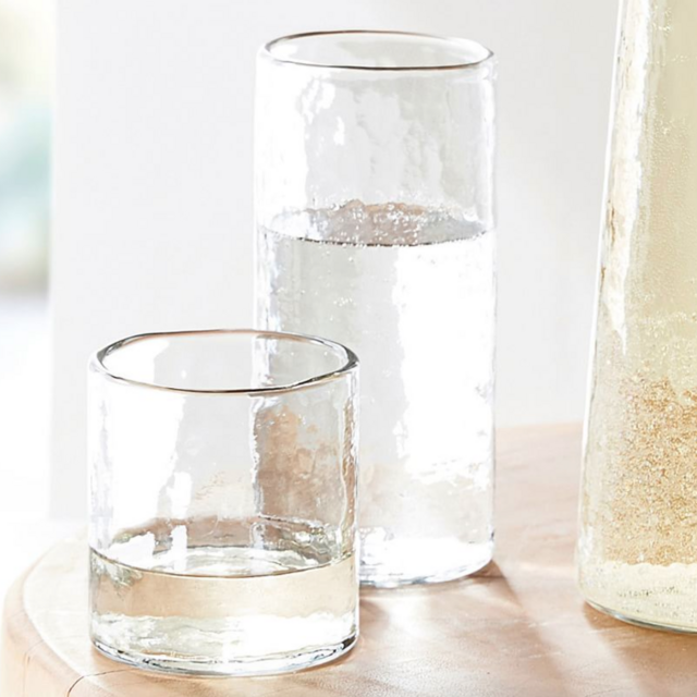 Hammered Tall Drinking Glasses, Set of 4 - CLEAR