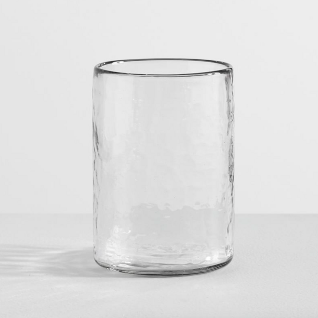 Hammered Tumbler - 15oz Drinking Glasses, Set of 4 - Clear