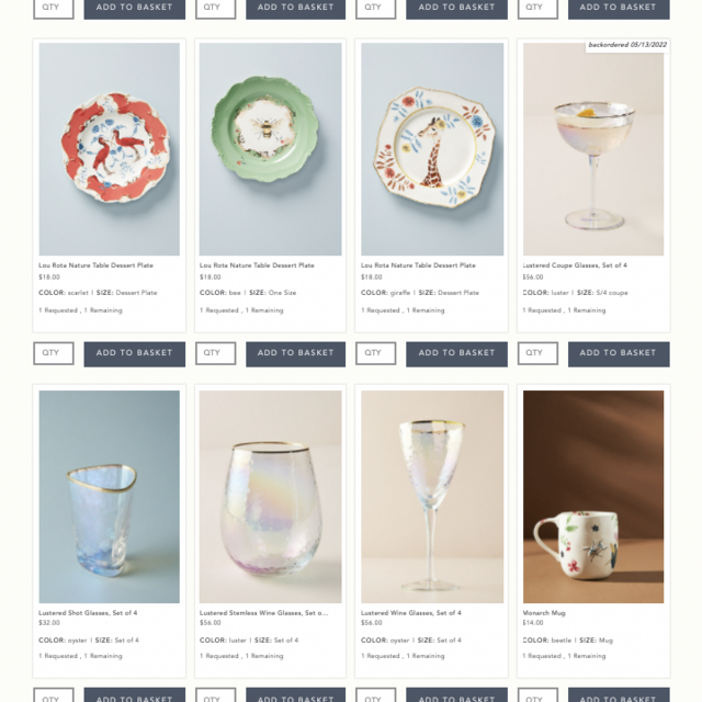 Anthropologie - CLICK THE LINK TO SEE REGISTRY WITH MULTIPLE ITEMS
