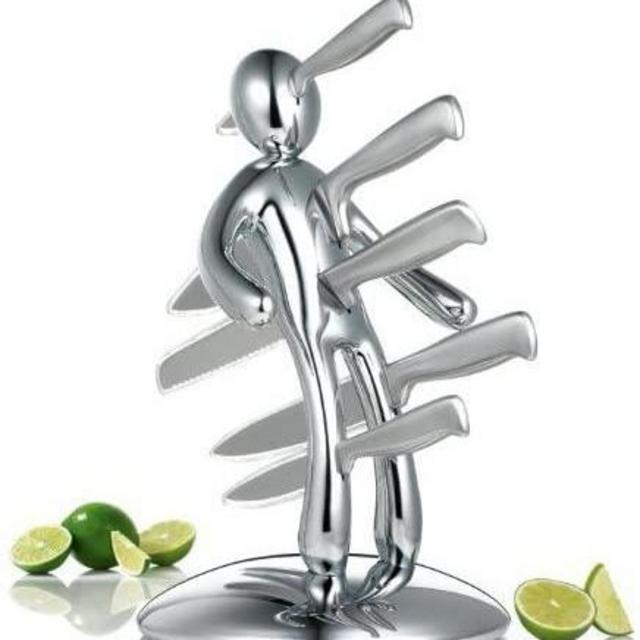 The Ex Collector’s Edition 5pc Knife Set with Unique Chrome Holder by Raffaele Iannello