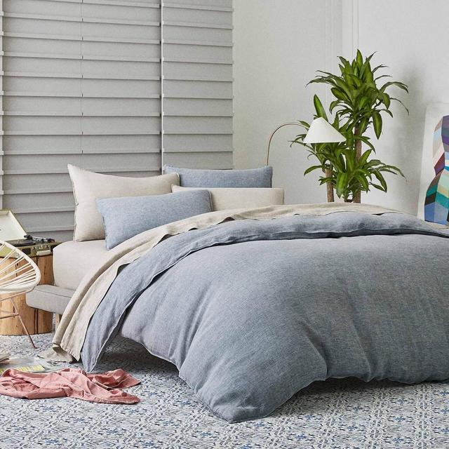 Linen Duvet Cover - Navy Chambray, Queen