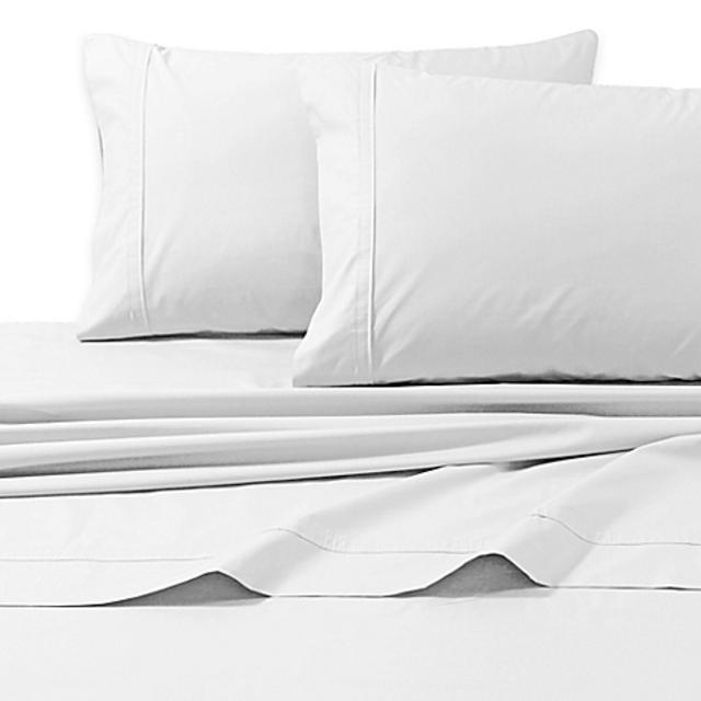 Tribeca Living 300-Thread-Count Egyptian Cotton Percale Queen Sheet Set in White