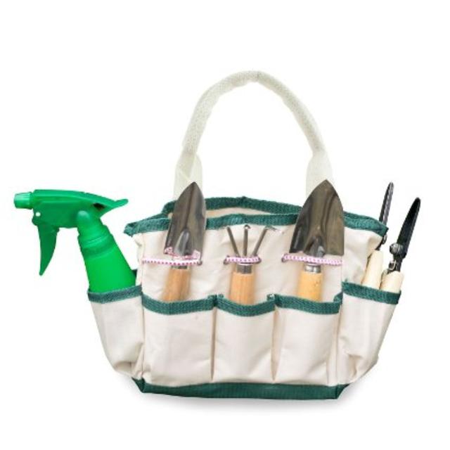 GardenHOME 7-Piece Stainless Steel Garden Tools, 1 Garden Tool Bag, 3 Stainless Steel Tools, 2 Scissors, 1 Garden Sprayer