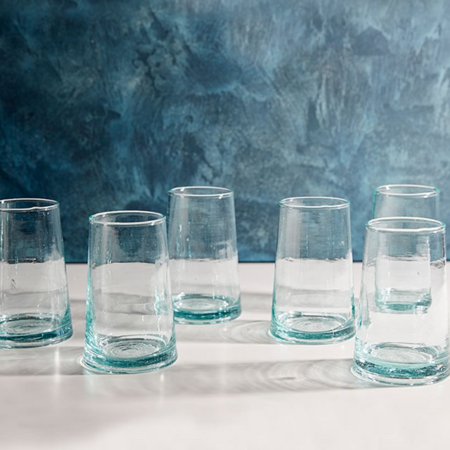 Moroccan Handcrafted Recycled Drinking Glasses - Set of 6