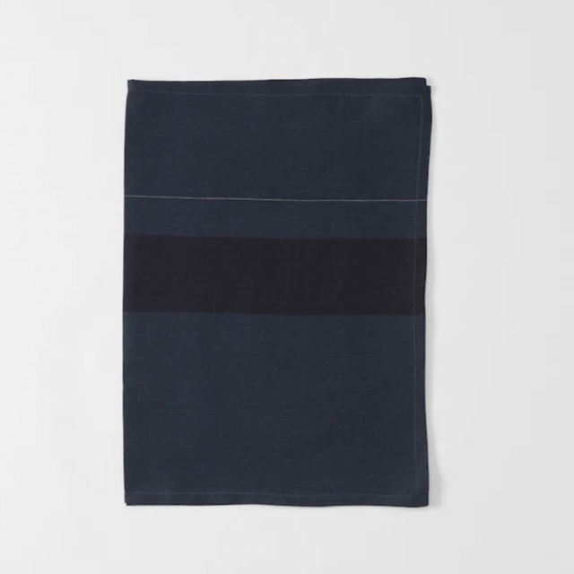 Graphite with Black Stripe Linen Runner