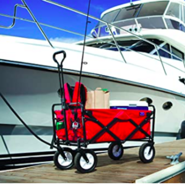 Mac Sports Collapsible Folding Outdoor Utility Wagon, Red
