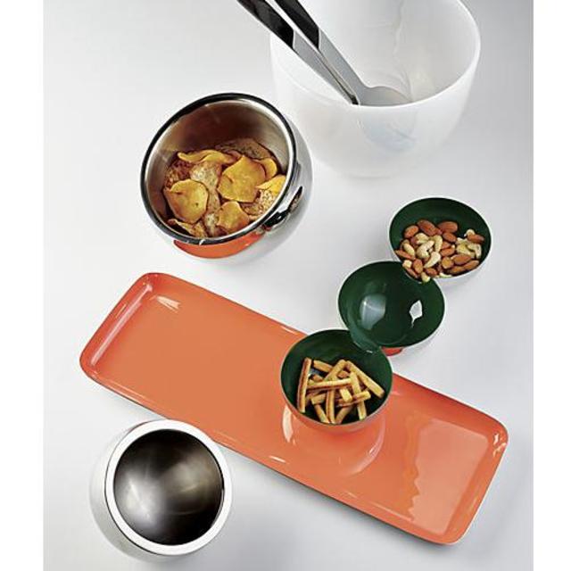 salmon enamel rectangular tray