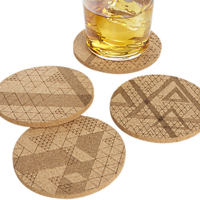 set of 4 cork coasters