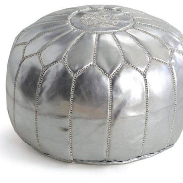Moroccan Pouf, Silver