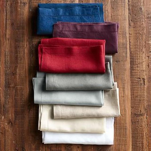 PB Classic Belgian Flax Linen Hemstitch Napkin, Set of 4