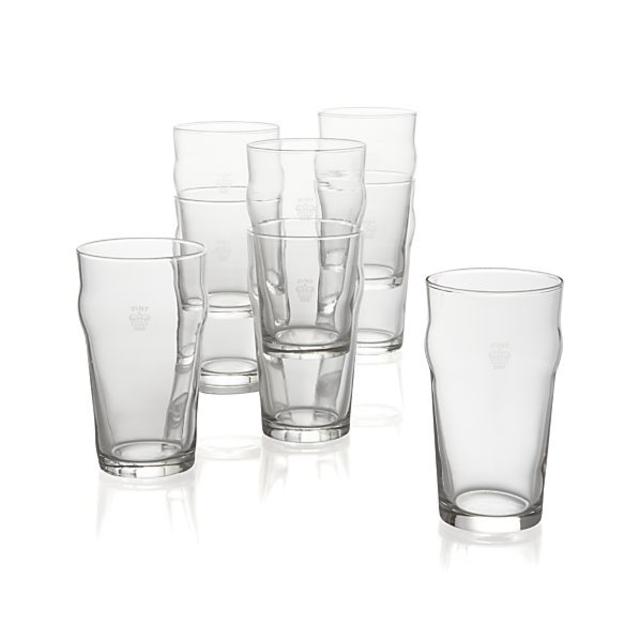 Set of 8 Pint Glass Tumblers with Crown