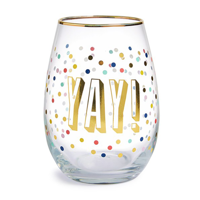 Yay! Stemless Wine Glass