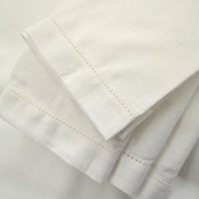Hemstitch Dinner Napkins White 1 Dozen