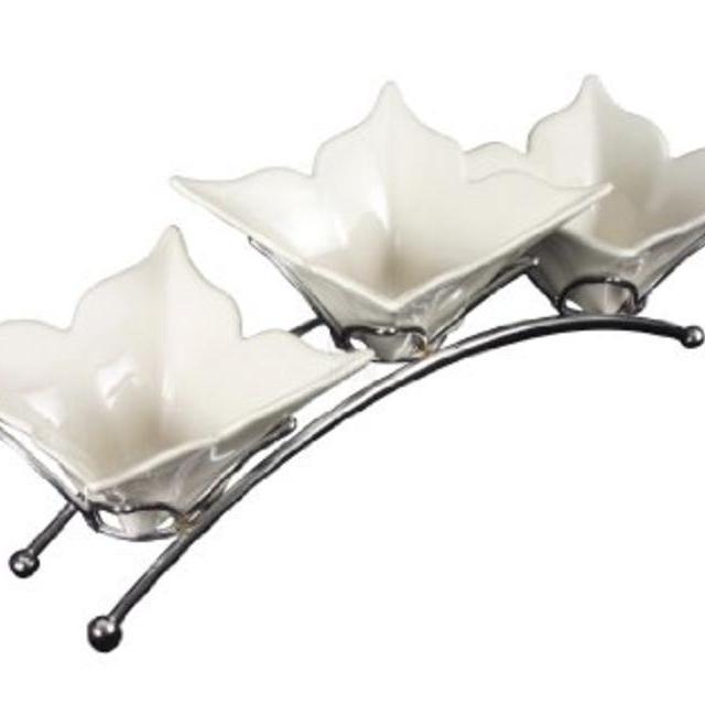 Godinger Fiori 4-Piece Relish Tray with Rack