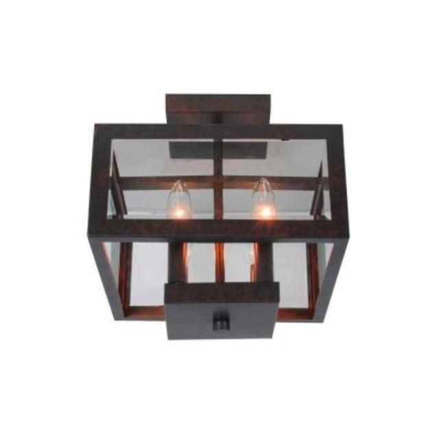 4-Light Oxide Brass Semi-Flushmount Light with Tallarook Panel Glass Shade
