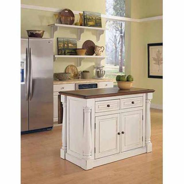 Home Styles Monarch Antiqued White Kitchen Island