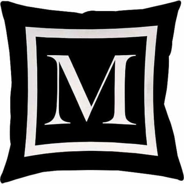 Thumbprintz Classic Block Monogram Decorative Pillow, Black