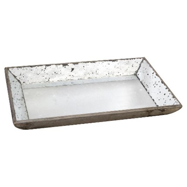 Vintage Finish Mirrored Glass Tray - 13x19.5"
