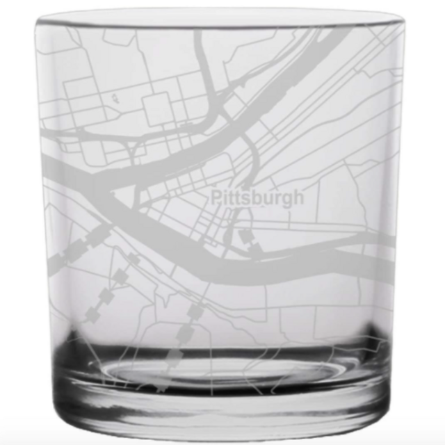Pittsburgh City Map Whiskey Glass Pennsylvania