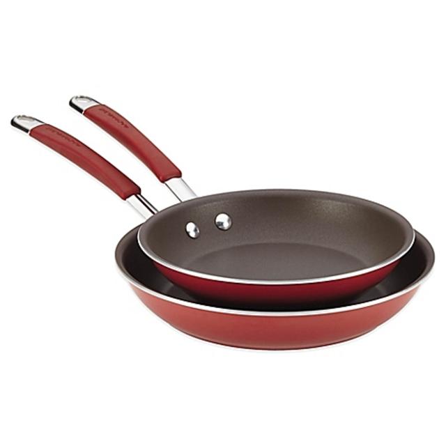 Rachael Ray Cucina Hard Enamel Twin-Pack Skillet Set in Red