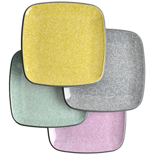 Atomic Diner Boomerang Melamine Plates, Set of 4