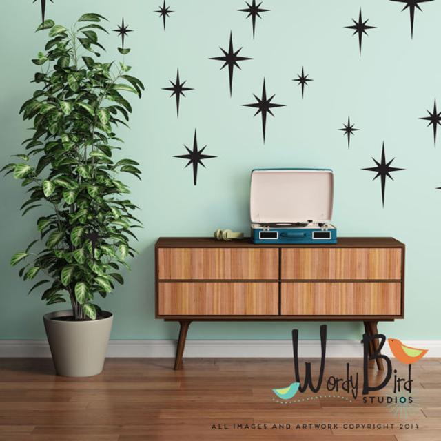 Retro starbursts vinyl wall decals, confetti stars - nursery decor - Gold star decals