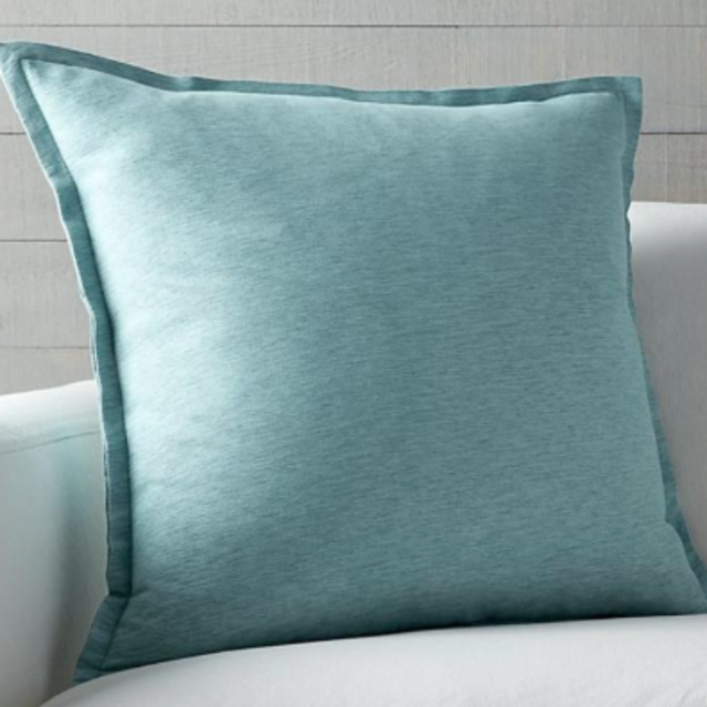Linden Ocean Blue 18" Pillow with Feather-Down Insert