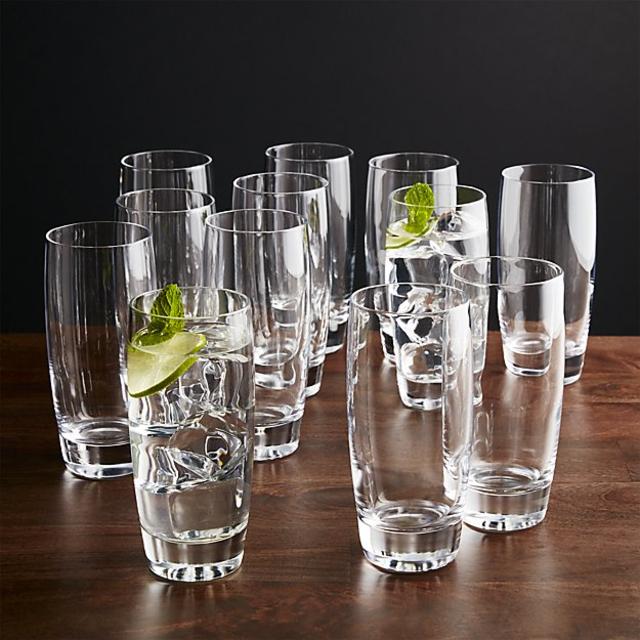 Crate & Barrel Set of 12 Otis Highball Glasses