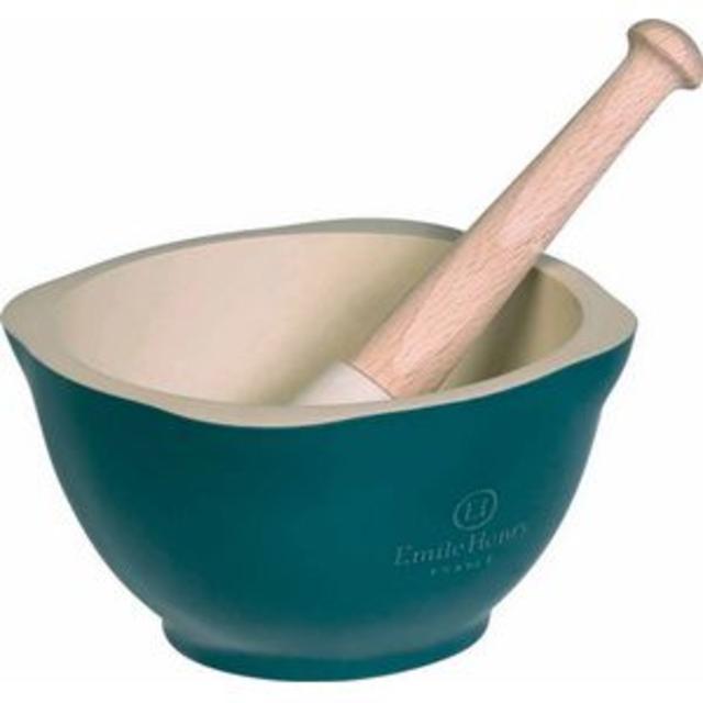 Emile Henry Mortar and Pestle, Blue Flame